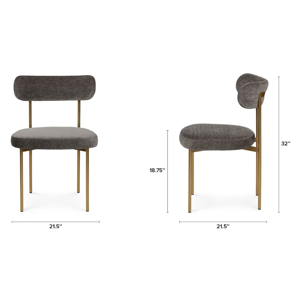 Melange Charcoal Brass Dining Chair (Set of 2)