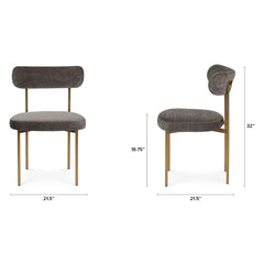 Melange Charcoal Brass Dining Chair (Set of 2)