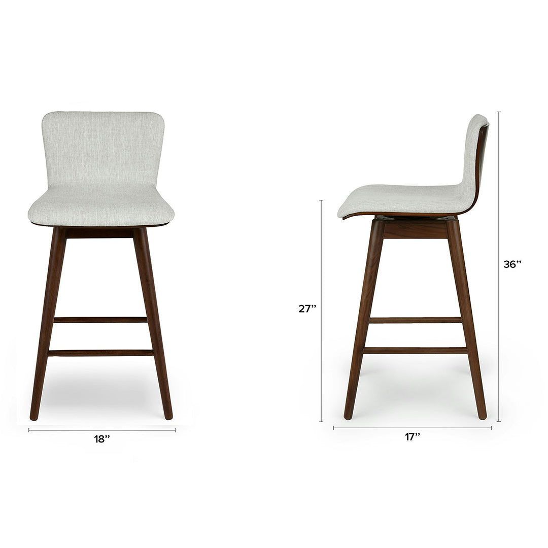 Walnut and Mist Gray-Swivel Counter Stool