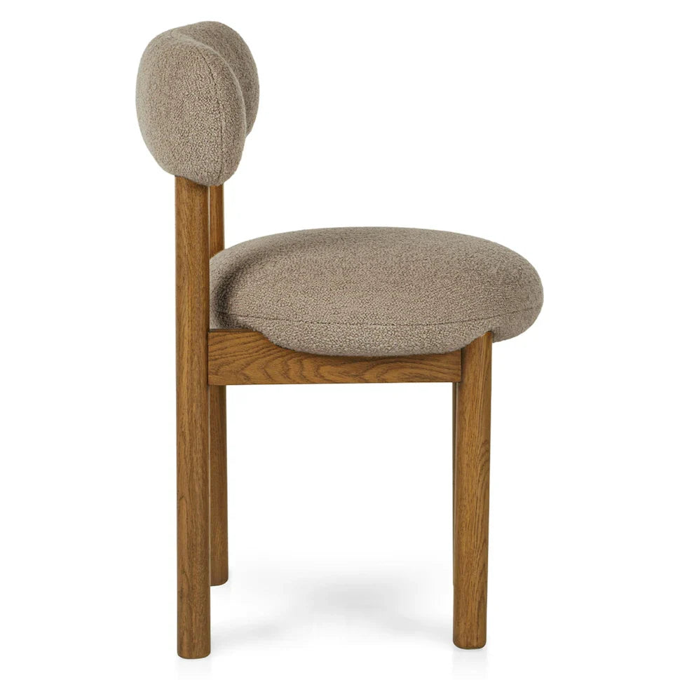Sandstone Wool Bouclé Smoked Oak Dining Chair (Set of 2) (Minor damge)