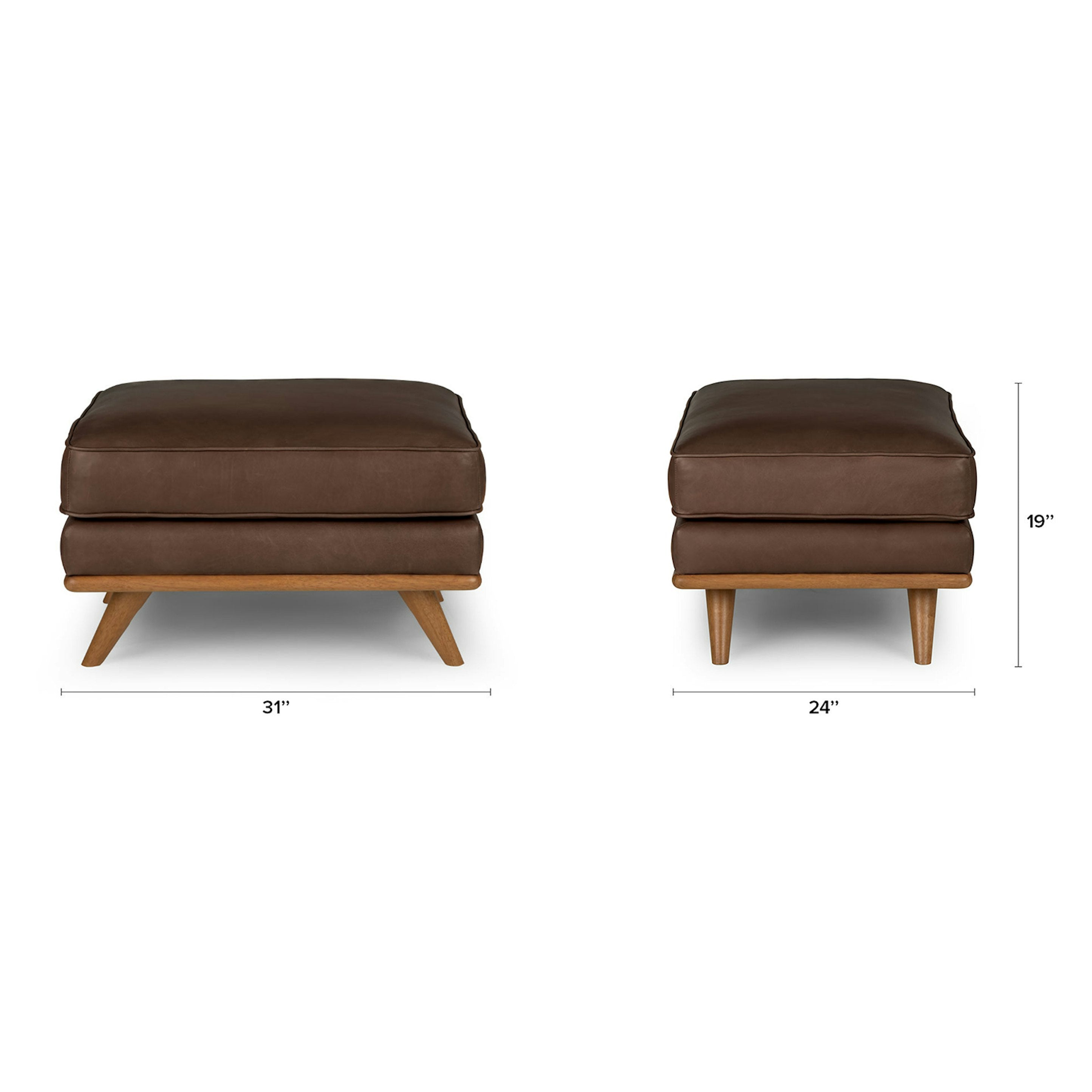 31" Leather Ottoman - Charme Chocolat