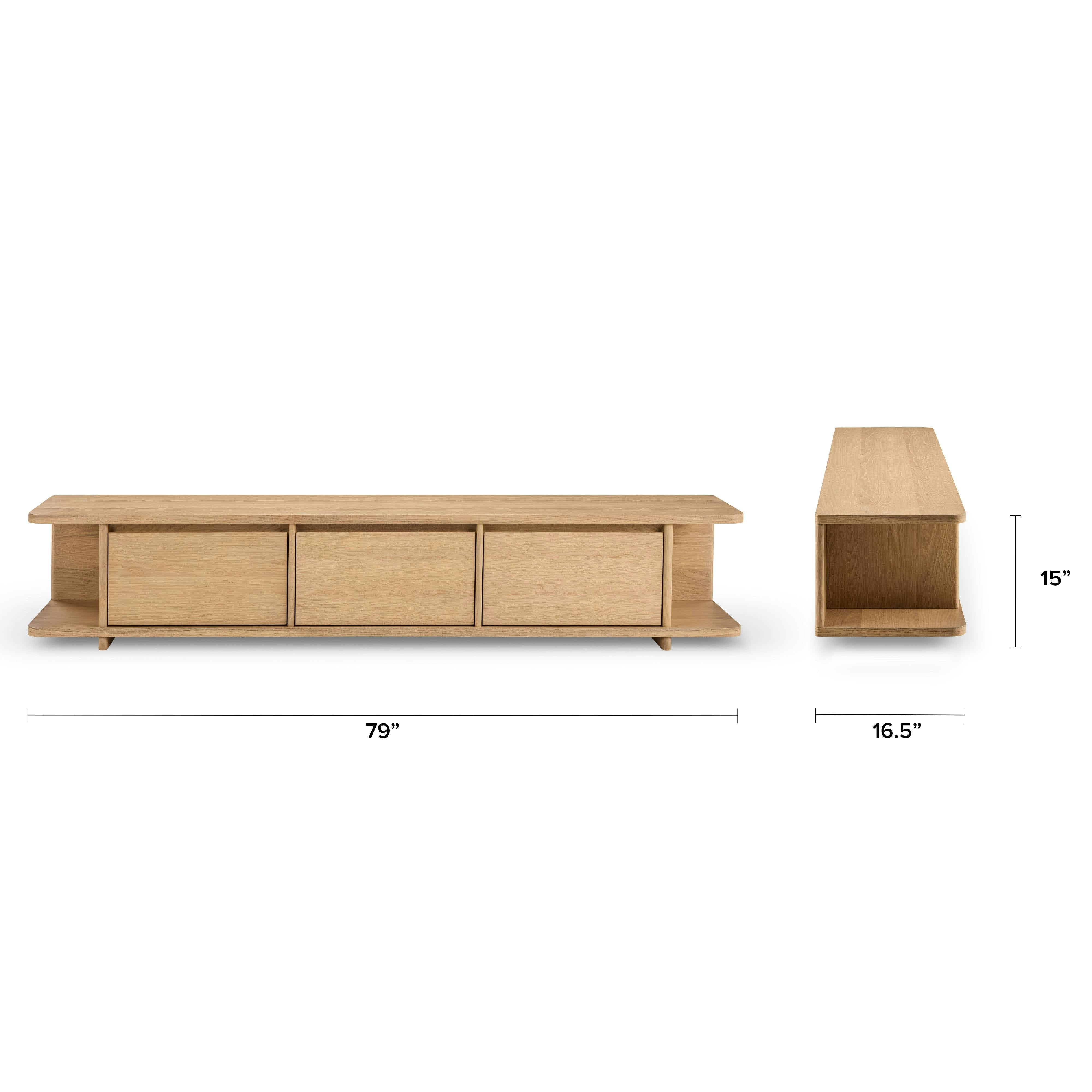 Low Media Unit 79'' - White Oak