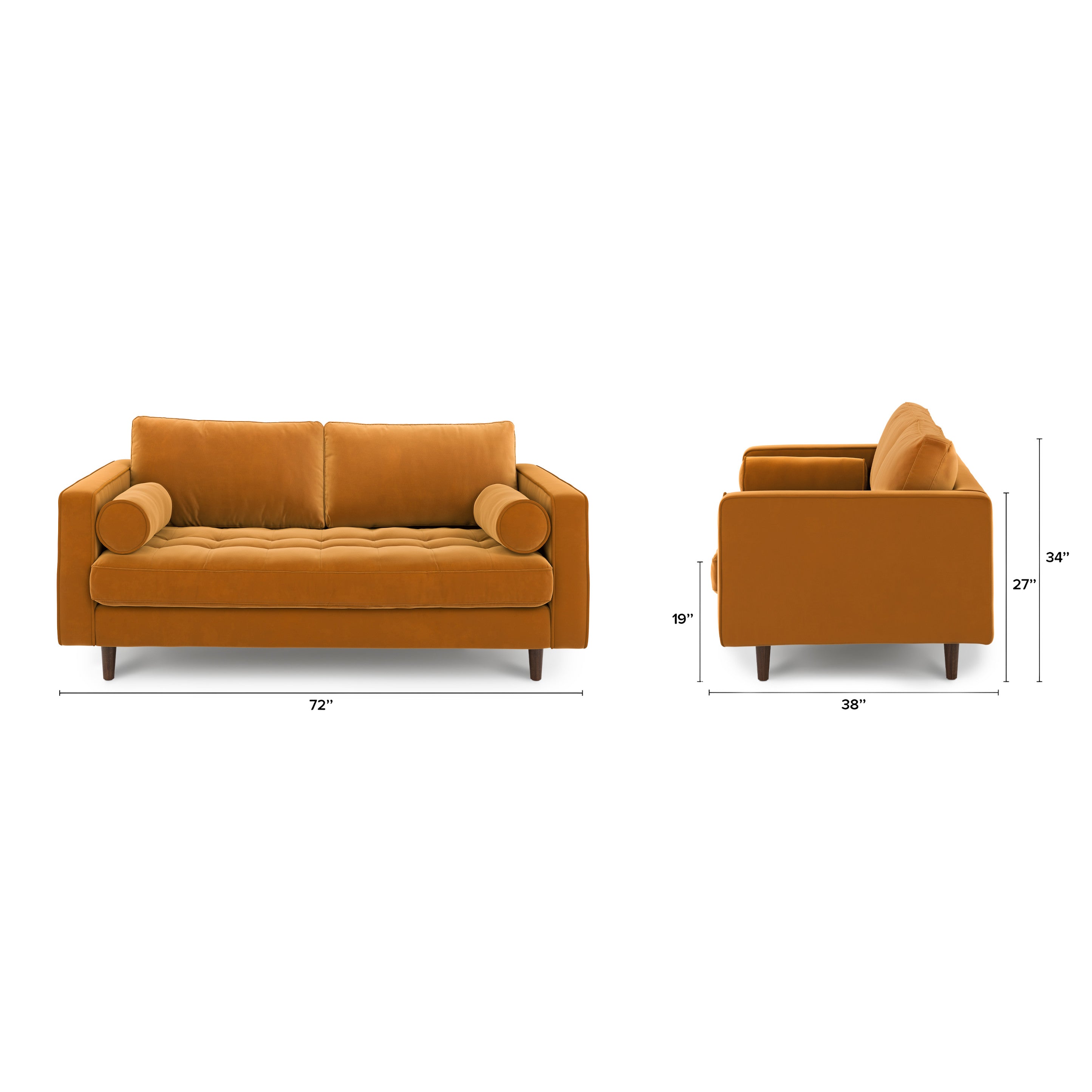 72" Tufted Velvet Loveseat - Plush Pacific Ginger