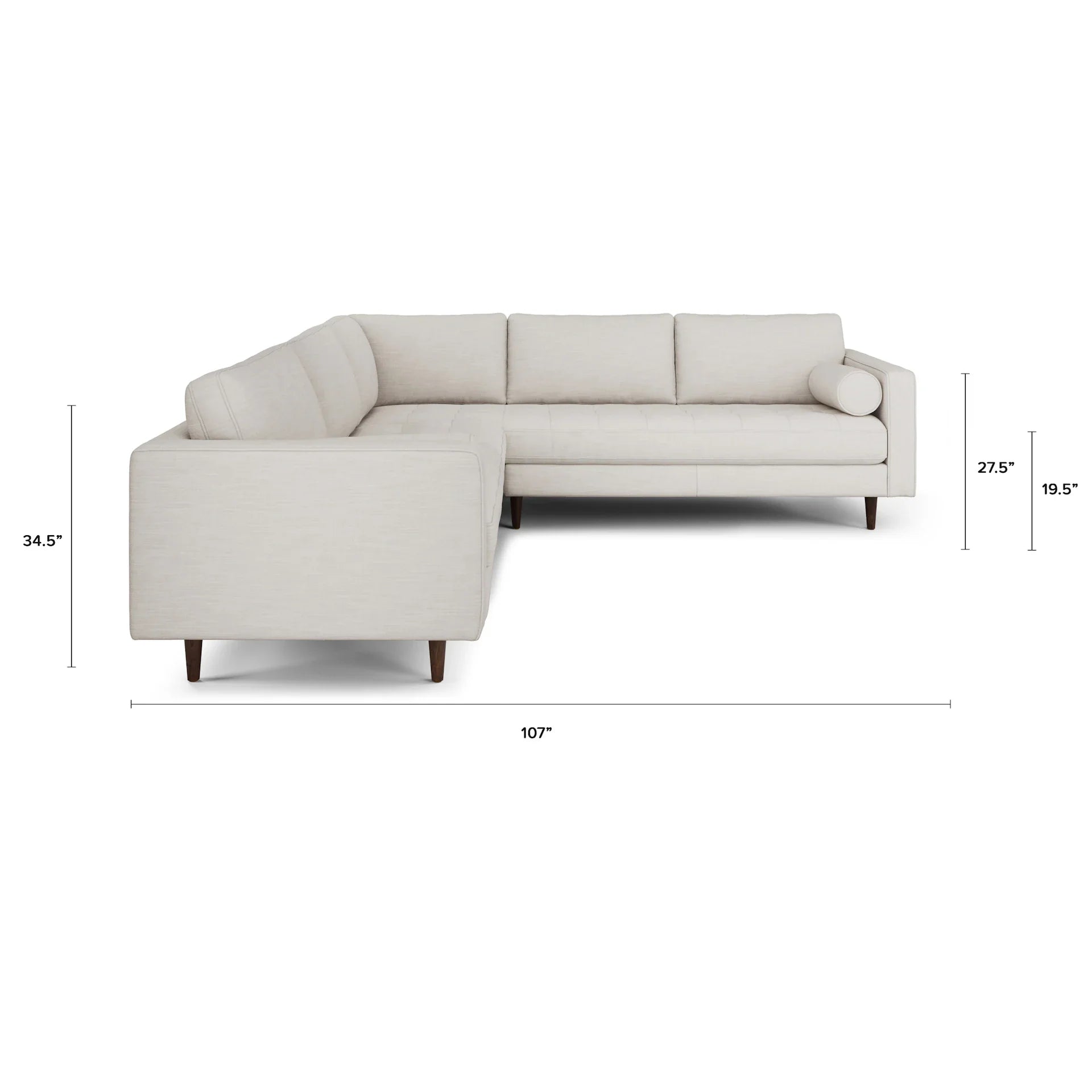 Tufted Sectional 107" couch( Minor Damage)