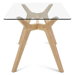 Emmer 71" Glass Dining Table - Oak