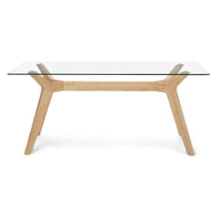 Emmer 71" Glass Dining Table - Oak