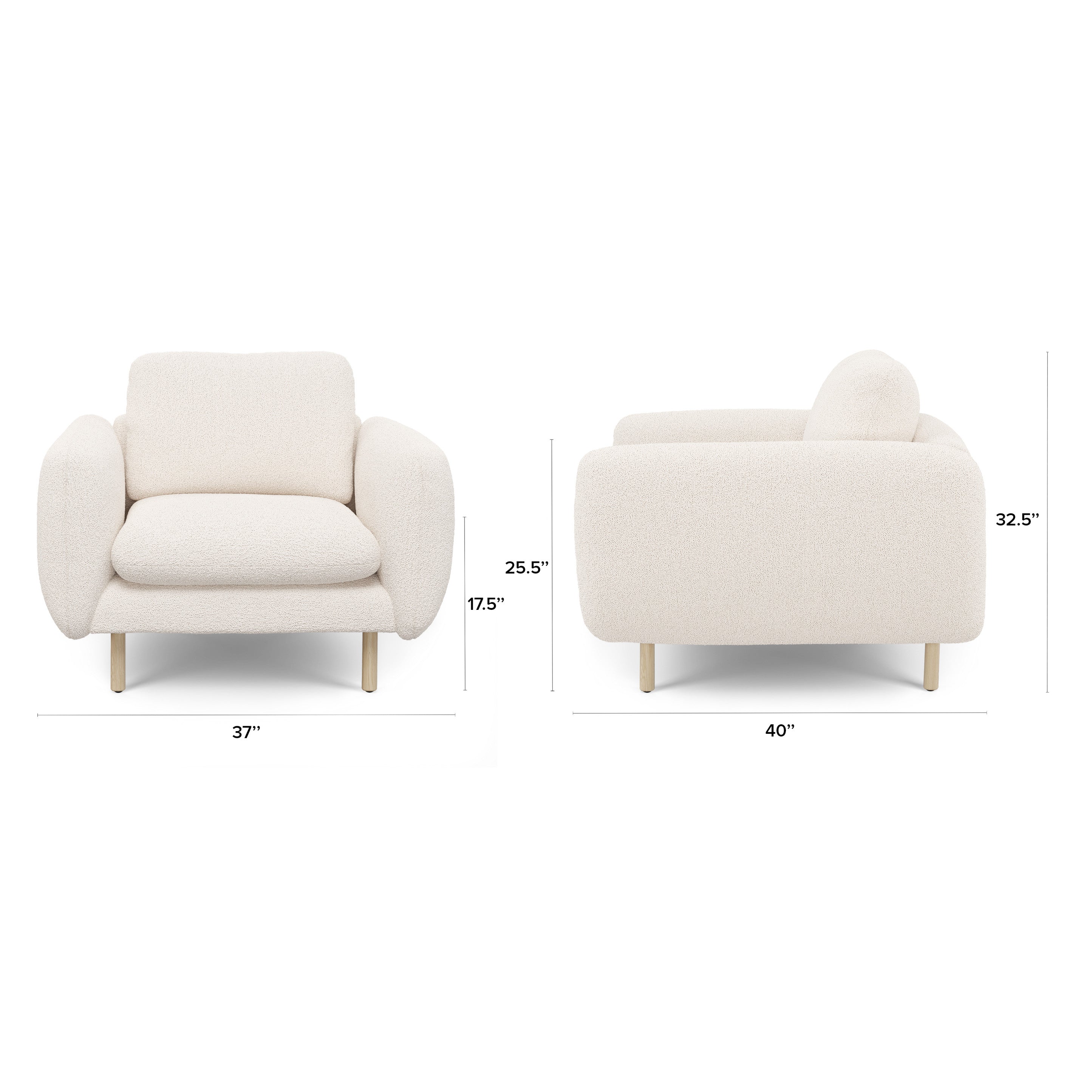 37" Lounge Chair - Ivory Wool Bouclé
