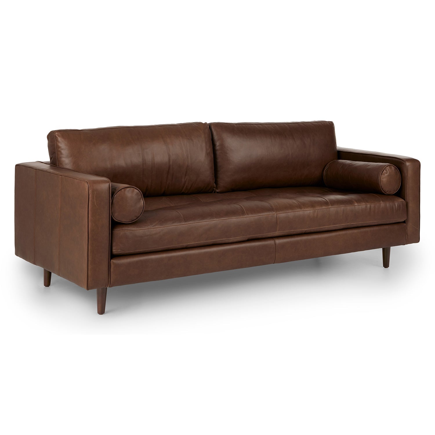 88" Tufted Leather Sofa - Charme Chocolat