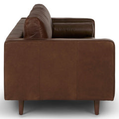 88" Tufted Leather Sofa - Charme Chocolat