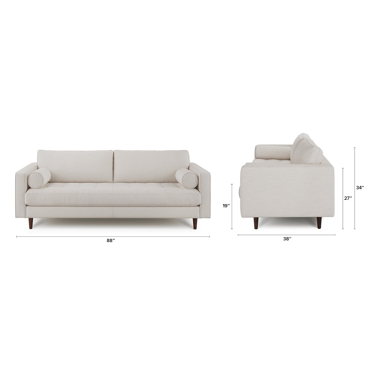 88" Tufted Sofa - Biscuit Cream(Minor damage)