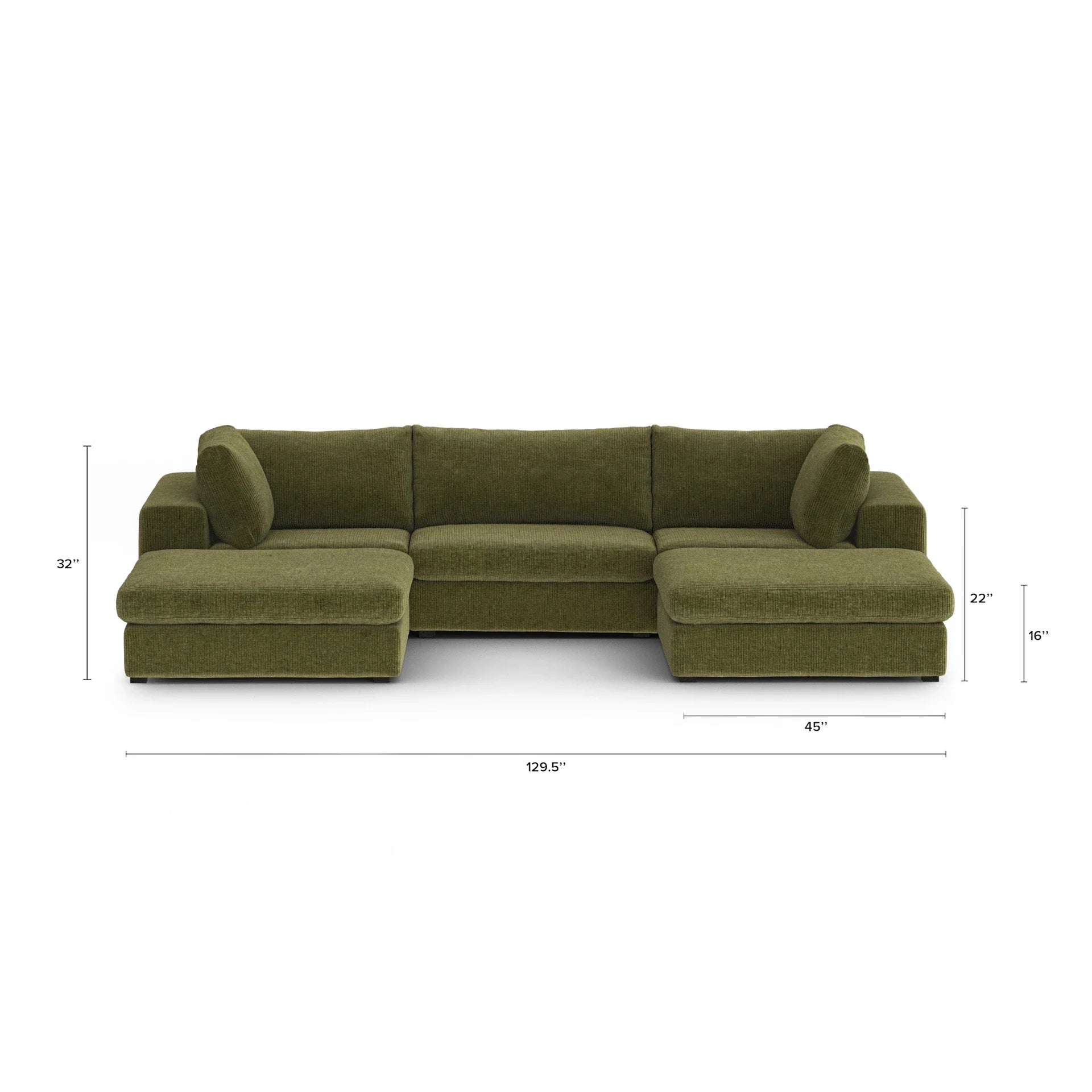 Modular U Sectional -  Green