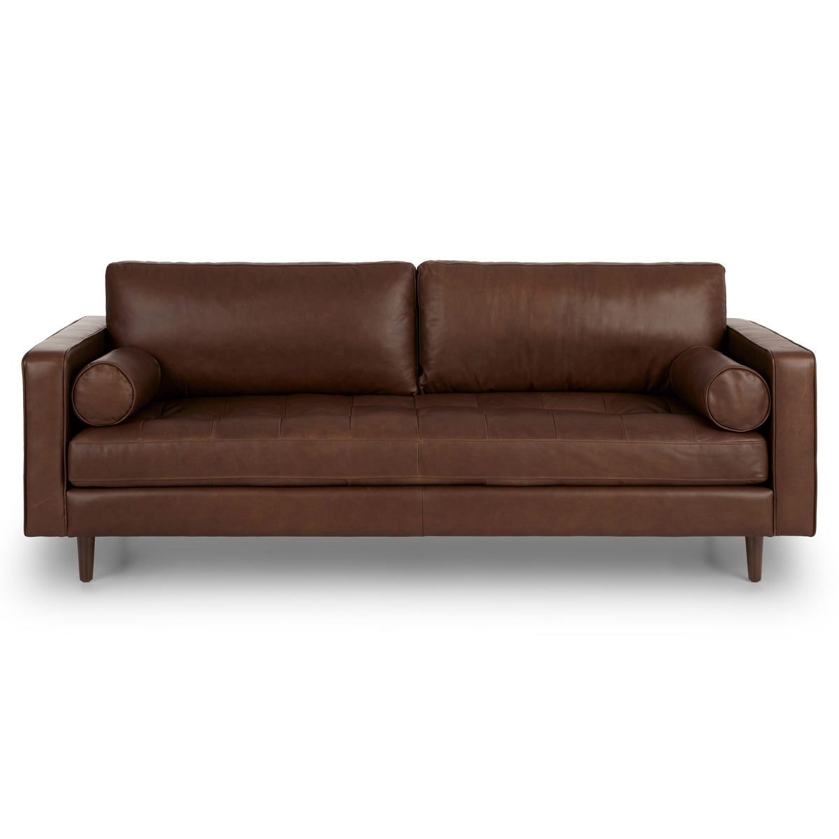 88" Tufted Leather Sofa - Charme Chocolat