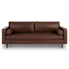 88" Tufted Leather Sofa - Charme Chocolat