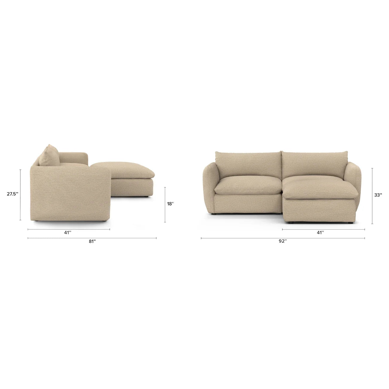 92" Modular Sectional - Silver Taupe