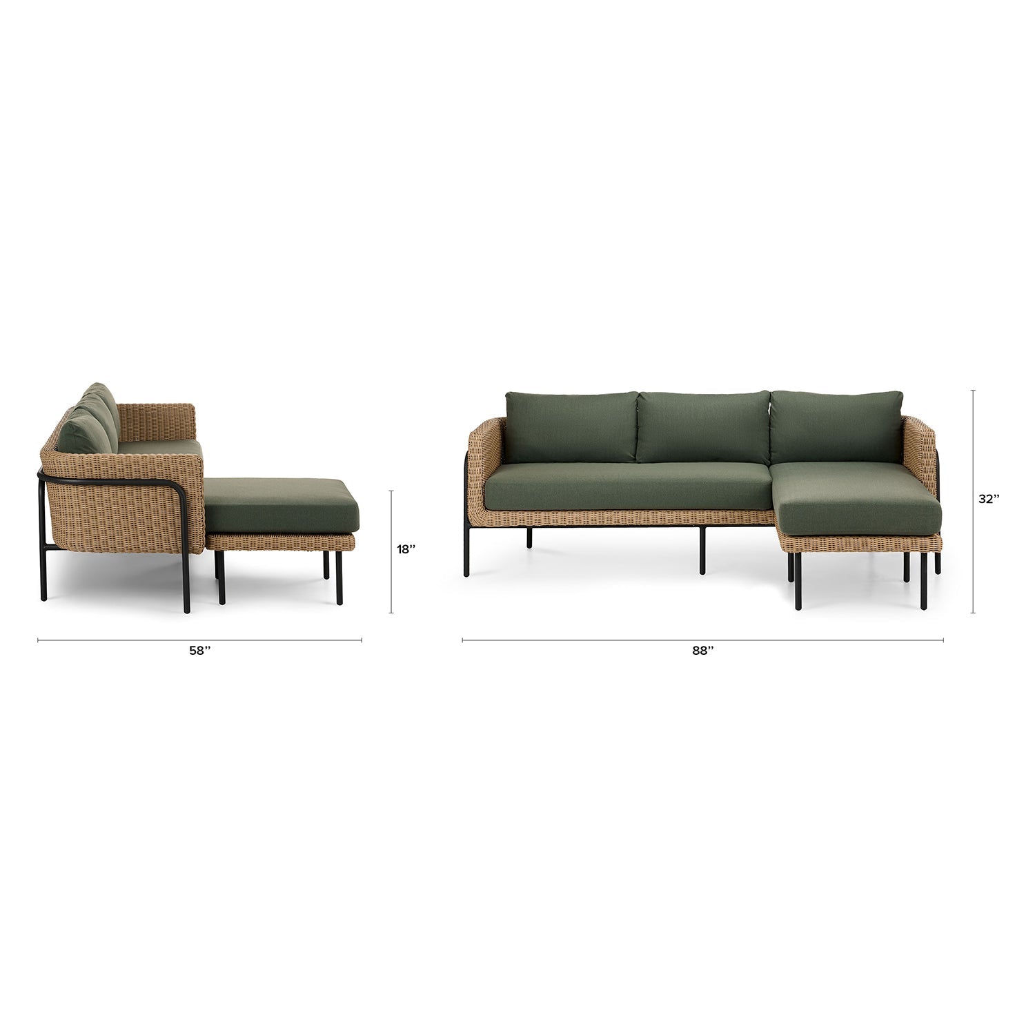 88" Outdoor Reversible Sectional -Dravite Ivory