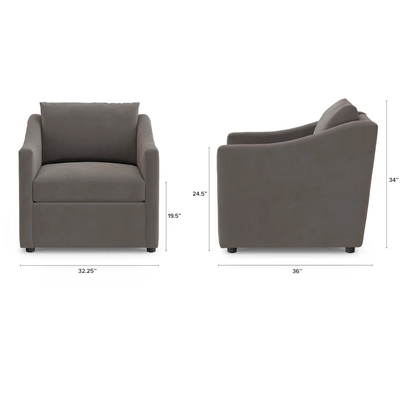 32.25" Velvet Lounge Chair - Hale Warm Gray (Minor Damage)