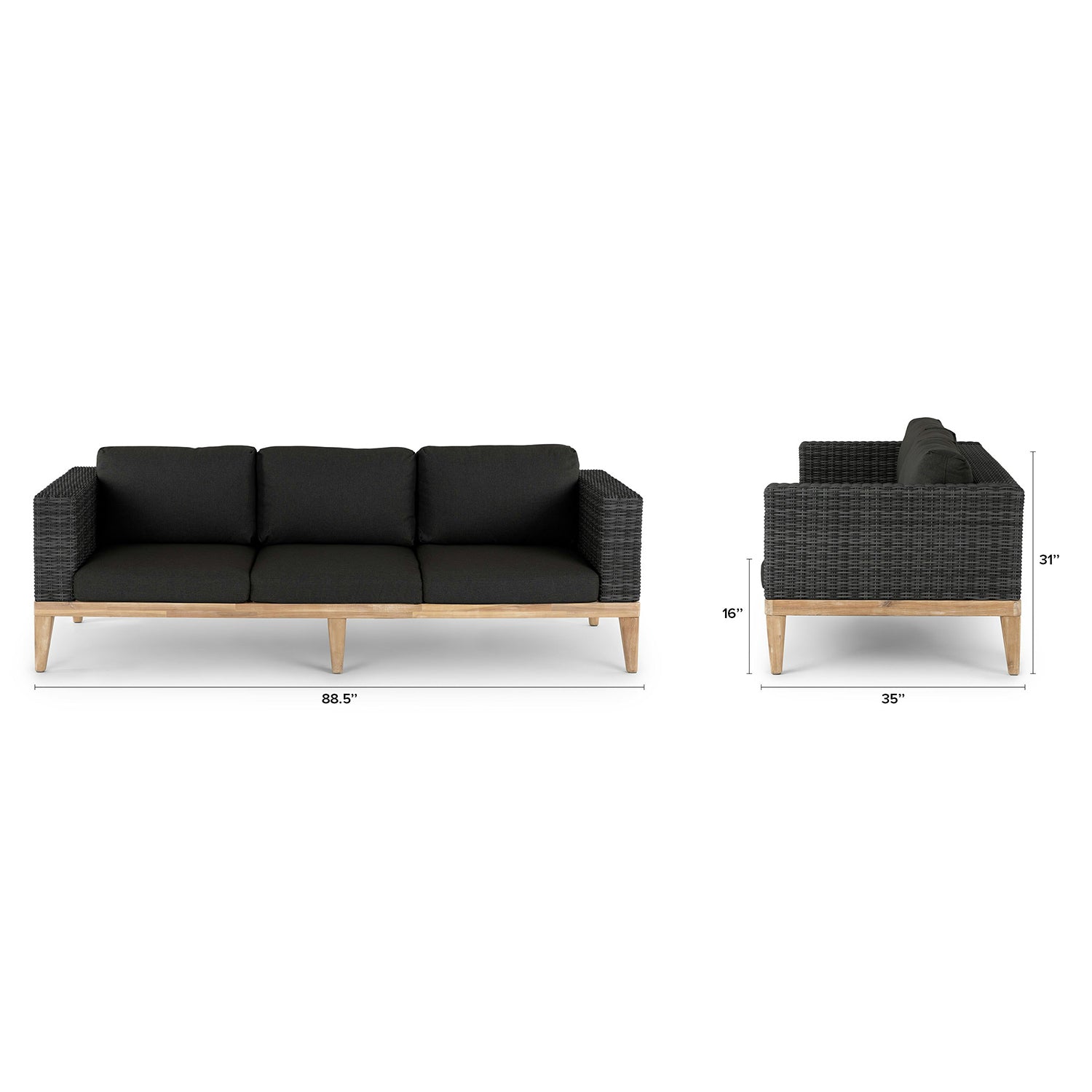 88.5" Outdoor Sofa - Slate Gray