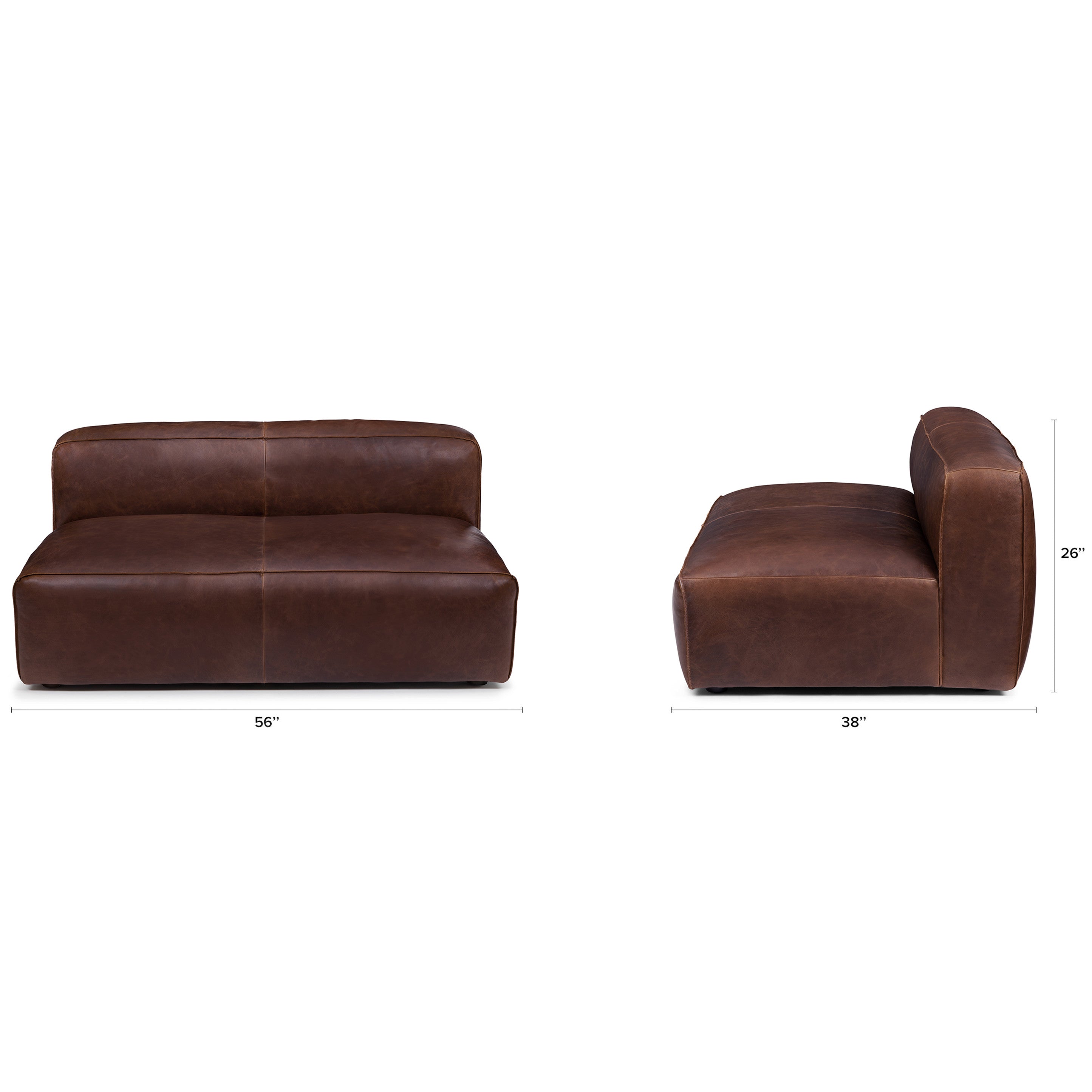 56" Leather Loveseat - Brown