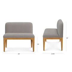 34" Armless Banquette - Smoked Oak and Hestia Gray