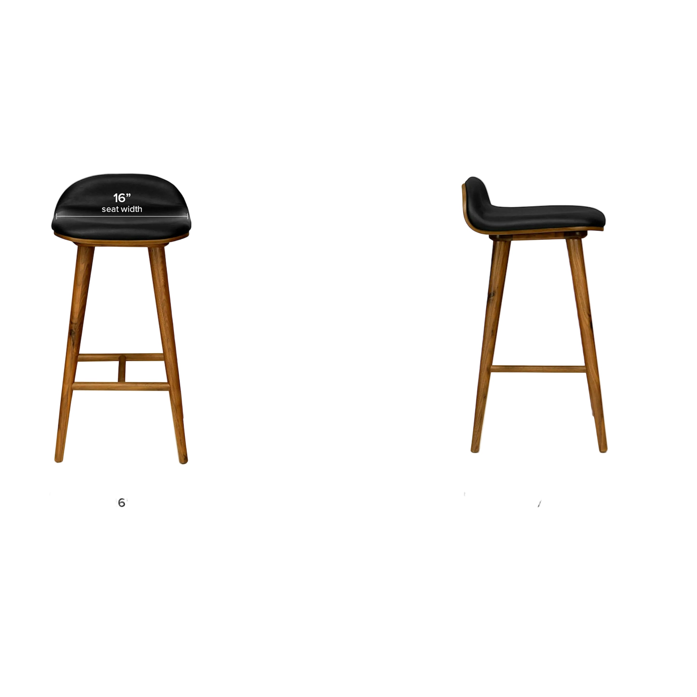 Sidi Leather Counter Stool - Walnut Black