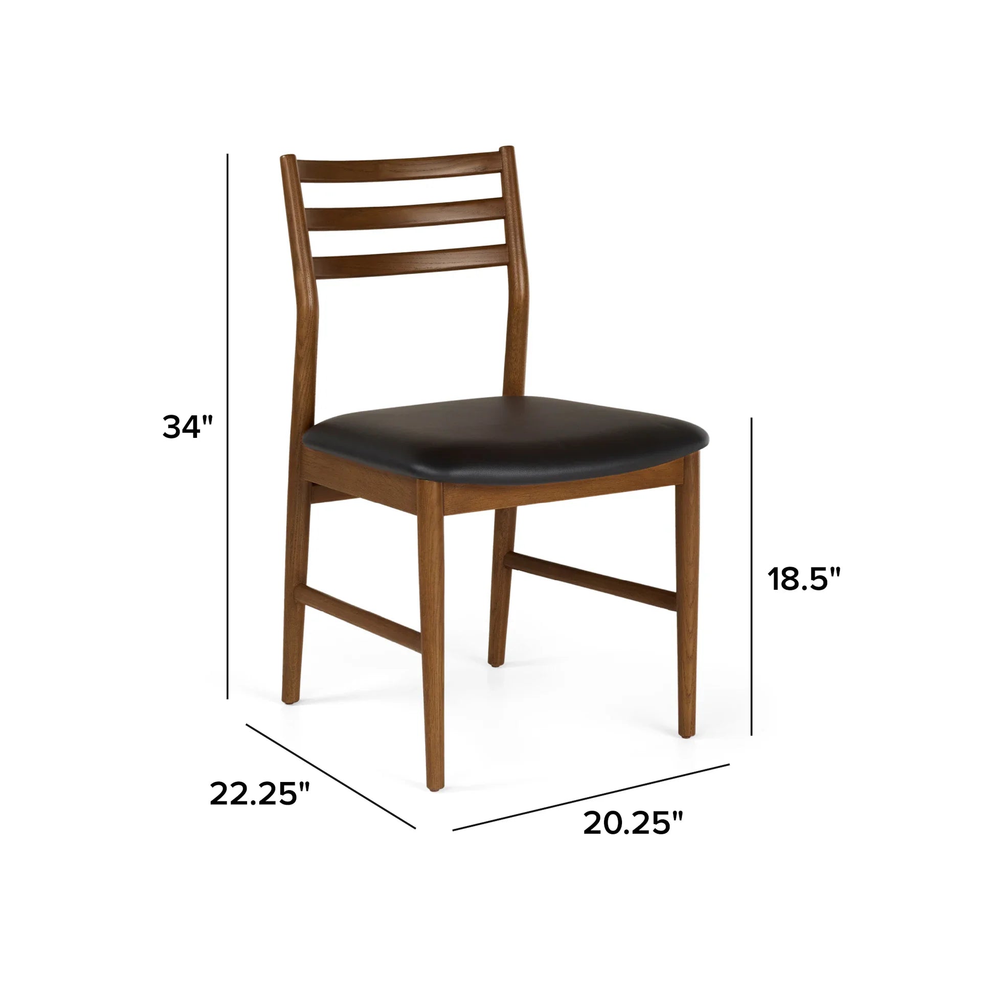 Leather Dining Chair - Smoked Oak and Black