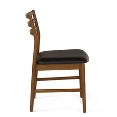 Leather Dining Chair - Smoked Oak and Black
