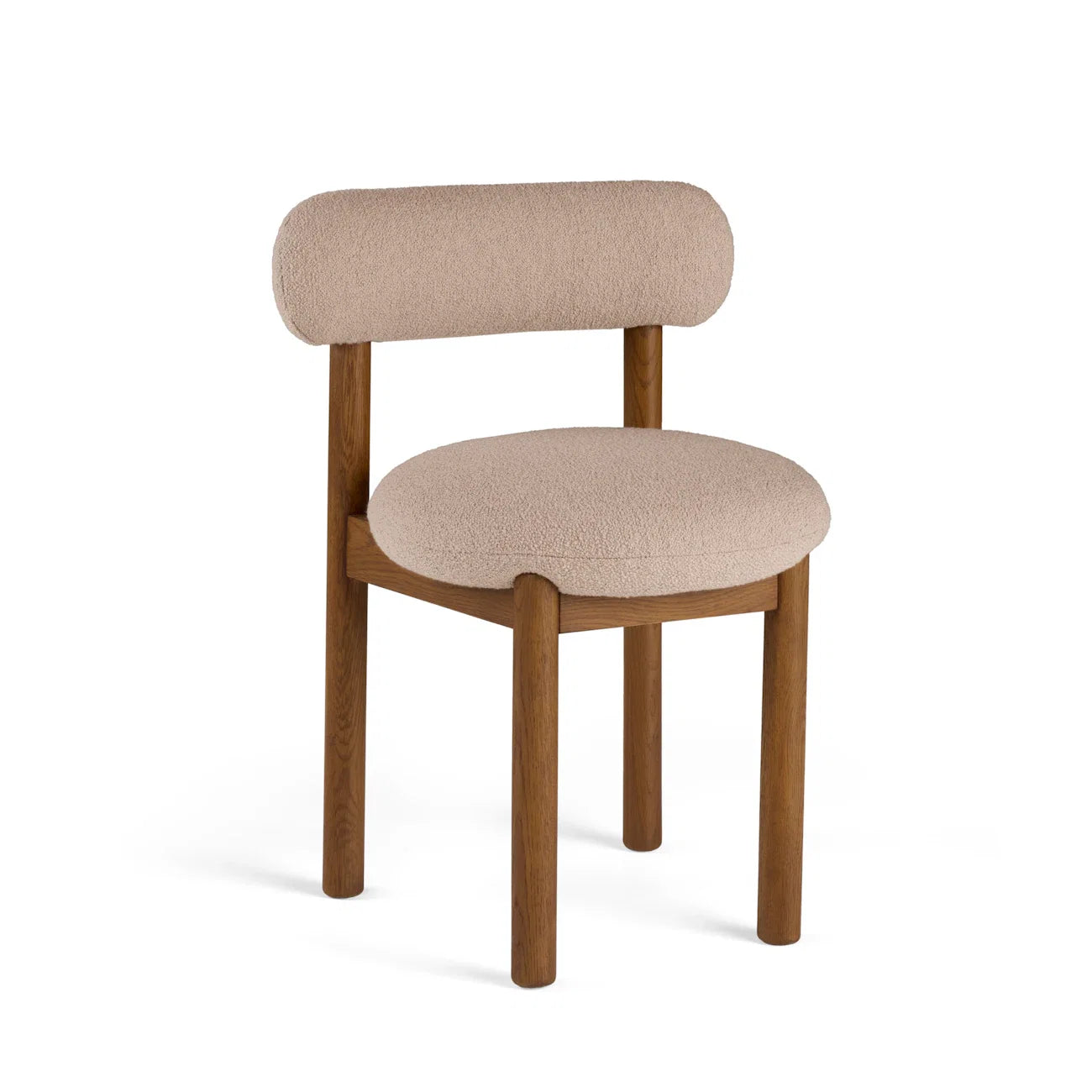 Dining Chair - Smoked Oak and Sandstone Wool Bouclé