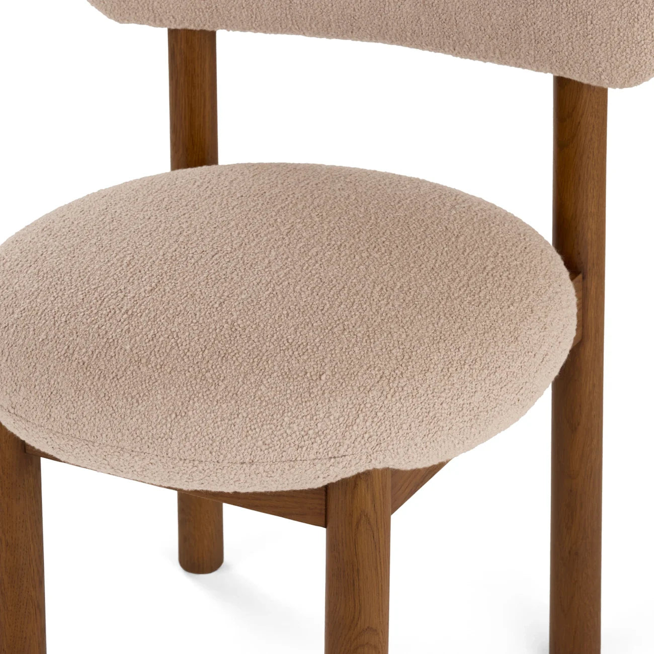 Dining Chair - Smoked Oak and Sandstone Wool Bouclé