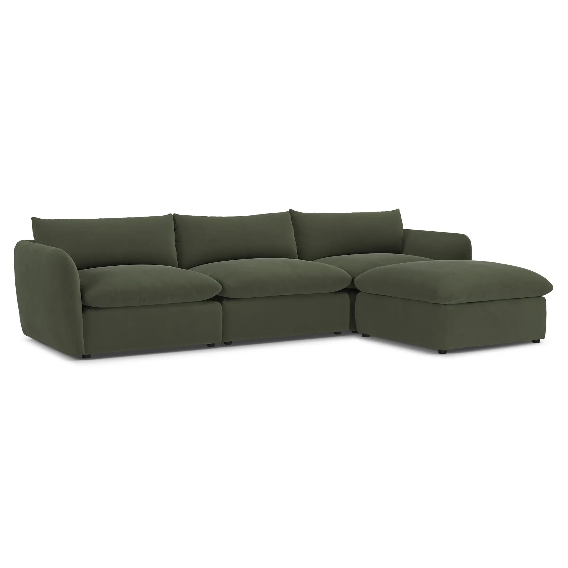 131.5" Velvet Modular Sectional - Green