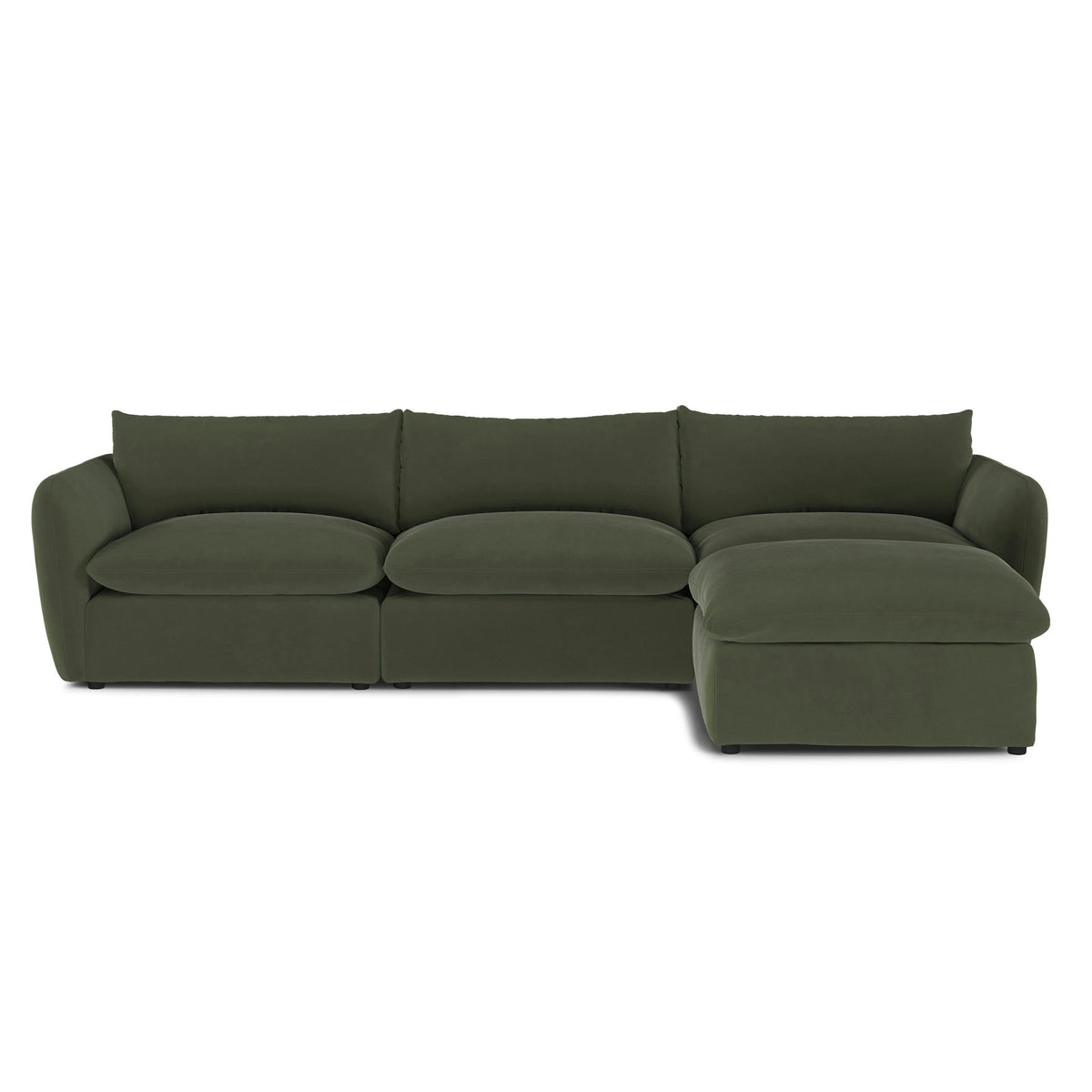 131.5" Velvet Modular Sectional - Green