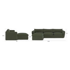 131.5" Velvet Modular Sectional - Green