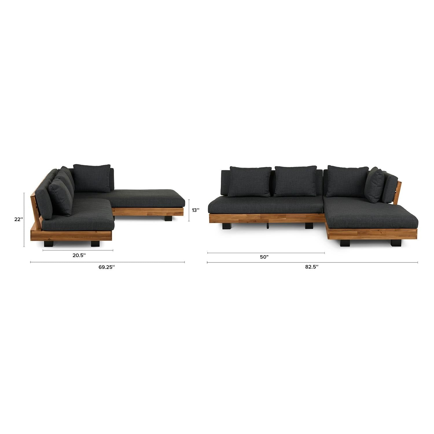 82.5" Outdoor Low Right Sectional Set