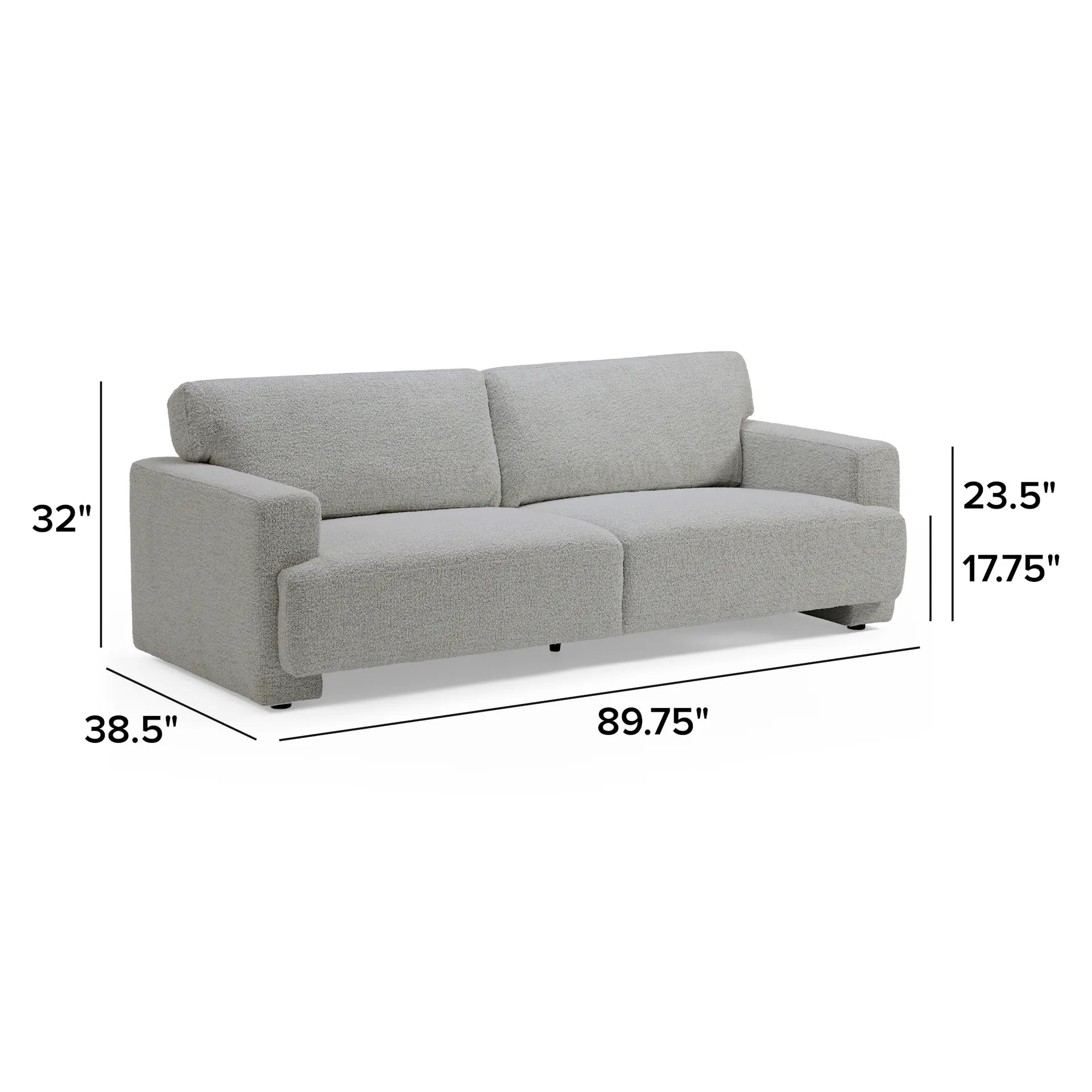 89.75" Sofa - Pepper Ivory