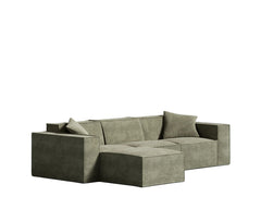 Krypton Green sectional with Round Ottoman